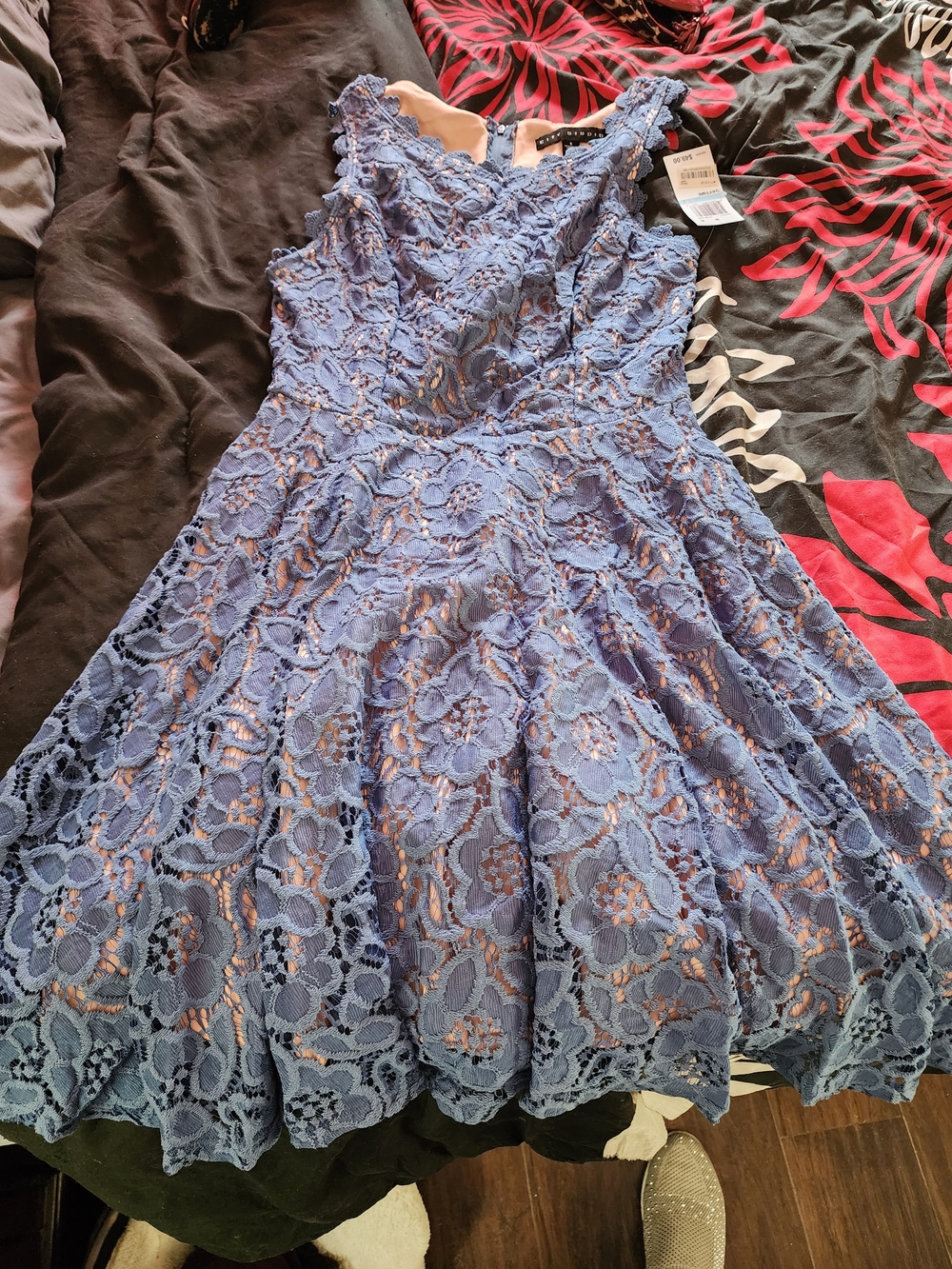 City Studio Lavender Blue Lace Fit & Flare Dress